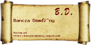 Bancza Demény névjegykártya